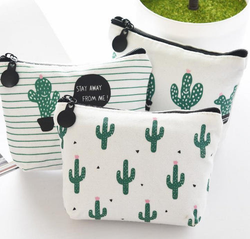 Mexican Theme Party Gift Canvas Coin Purse Cactus Print Pouch zipper pocket children kids cartoon wallet candy bag
