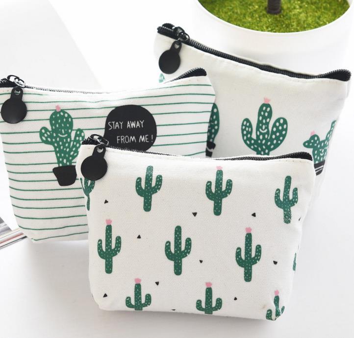 Mexican Theme Party Gift Canvas Coin Purse Cactus Print Pouch zipper pocket children kids cartoon wallet candy bag