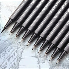 Load image into Gallery viewer, 10Pcs/set Pigment Liner Micron Ink Marker Pen 0.05 0.1 0.2 0.3 0.4 0.5 Brush Tip Black Fineliner Sketching Manga Drawing Pen