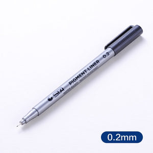 1-Piece Pigment Liner Pigma Micron Ink Marker Pen 0.05 0.1 0.2 0.3 0.4 0.5 0.6 0.8 Different Tip Black Fineliner Sketching Pens