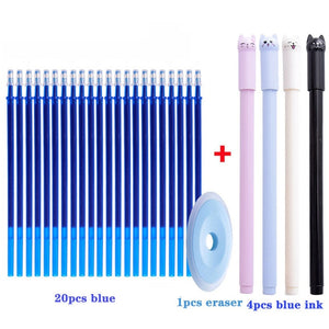 25 pcs/set Erasable Gel Pen Refills Rod 0.5mm Washable Handle Magic Erasable Pen for School Pen Writing Tools Kawaii Stationery