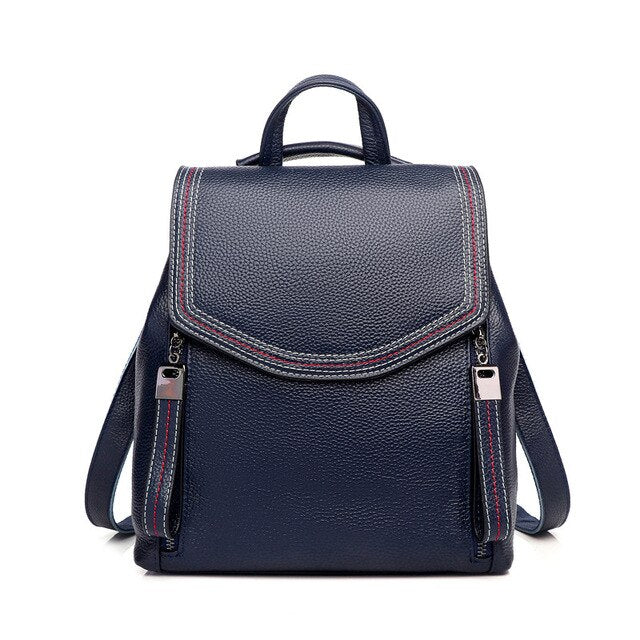 2020 New design soft cow leather women casual backpack outdoor school bags