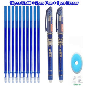 Erasable Pen Set Washable handle Blue Black Color Ink Writing Ballpoint Pens for School Office Stationery Supplies Exam Spare