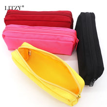 Load image into Gallery viewer, Black Canvas Pencil Case School PencilCase for Boys Girls Simple Candy Color Large-capacity Pencil Cases Stationery Cosmetic Bag