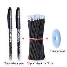 Load image into Gallery viewer, 50+3pcs Erasable Pen Set 0.5mm Washable Handle Magic Erasable Gel Pen Refills Rod Blue Black Ink Pen Students Kawaii Stationery