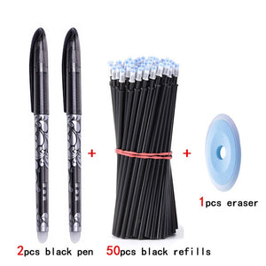 50+3pcs Erasable Pen Set 0.5mm Washable Handle Magic Erasable Gel Pen Refills Rod Blue Black Ink Pen Students Kawaii Stationery