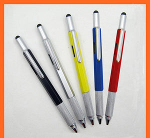 [Free Shipping+free logo]500pcs/Lot,8S108 Metal yellow multi-functional 6  in 1 ruler screwdrivers stylus end ball pen wholesale