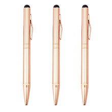 Load image into Gallery viewer, 1000pcs/lot 2 in 1 Rose gold touch screen metal ballpoint pen creative stationery gift advertising pens wholesale custom logo