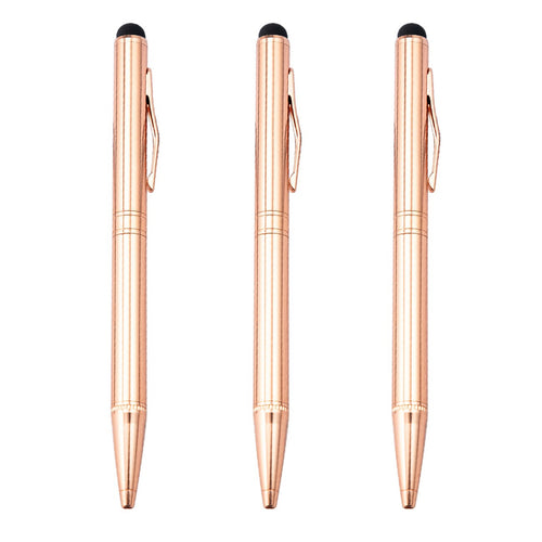 1000pcs/lot 2 in 1 Rose gold touch screen metal ballpoint pen creative stationery gift advertising pens wholesale custom logo