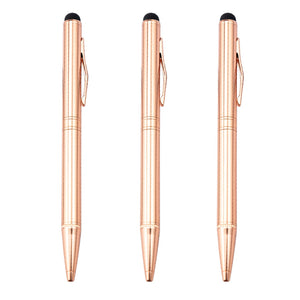 1000pcs/lot 2 in 1 Rose gold touch screen metal ballpoint pen creative stationery gift advertising pens wholesale custom logo