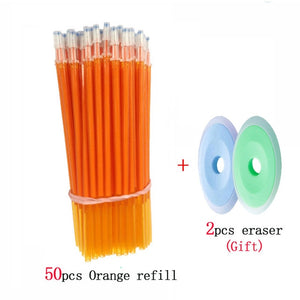 50pcs/lot Erasable Gel Pen Refills 0.5mm Office School Erasable Pen Washable Handle Colored Erasable Ink Pens Writing Stationery