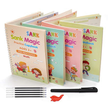 Load image into Gallery viewer, 4 Books + Pen Magic Practice Book Free Wiping Children&#39;s Toy Writing Sticker English Copybook For Calligraphy Montessori Toys