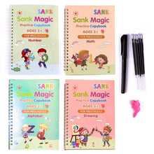 Load image into Gallery viewer, 4 Books + Pen Magic Practice Book Free Wiping Children&#39;s Toy Writing Sticker English Copybook For Calligraphy Montessori Toys