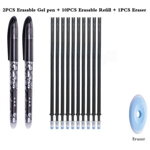 0.5mm Erasable Pen Set  Blue Black Ink Gel Pen Erasable Refill Rod Washable Handle School&Office Writing Stationery Gel Ink Pen