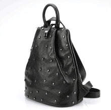 Load image into Gallery viewer, Punky style women stud cow skin genuine leather soft school backpack