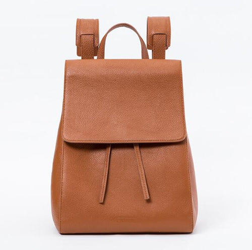 Genuine leather+canvas women casual backpack school rucksack bag