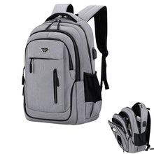 Load image into Gallery viewer, Big Capacity Men Backpack Laptop 15.6 Oxford Gray Solid High School Bags Teen College Student Back Pack Multifunctional Bagpack