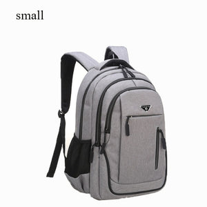 Big Capacity Men Backpack Laptop 15.6 Oxford Gray Solid High School Bags Teen College Student Back Pack Multifunctional Bagpack