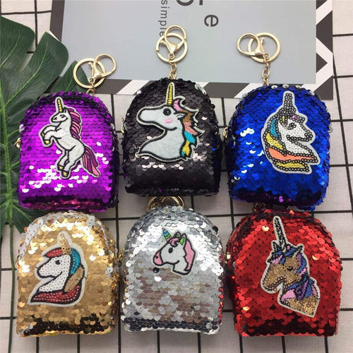 100pcs/lot Unicorn Design Sequin coin purses women money bags girls ladies wallets kids children cute kawaii purse card holder