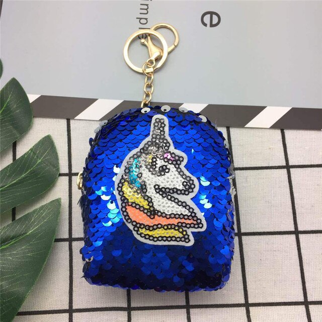 100pcs/lot Unicorn Design Sequin coin purses women money bags girls ladies wallets kids children cute kawaii purse card holder