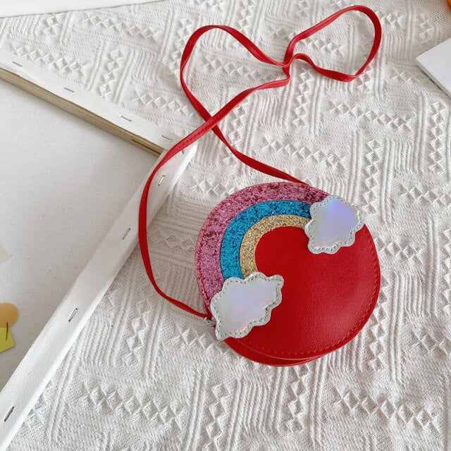 10pcs Cute Little Girl Mini Coin Bag Kawaii Rainbow Kids Crossbody Bag Shinny Small Wallet Pouch Baby Change Purse Gift