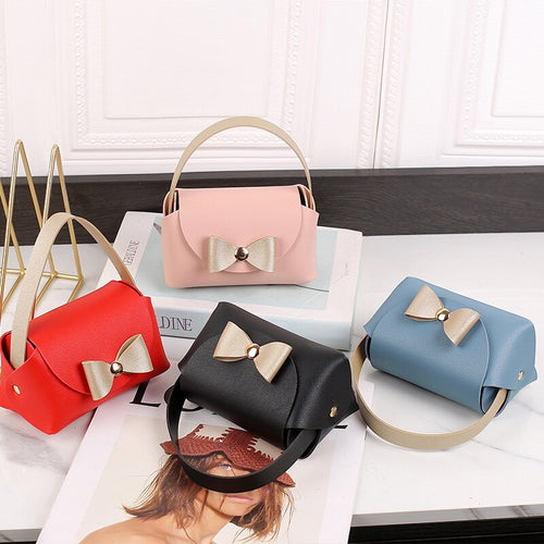 Sweet Style Women Bowknot Coin Purse Mini Handbag Cute Bow Children Wallet Coin Bag Kid Money Bag Gift New Fashion PU Leather