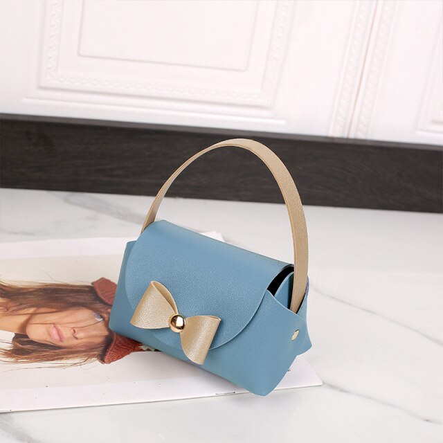 Sweet Style Women Bowknot Coin Purse Mini Handbag Cute Bow Children Wallet Coin Bag Kid Money Bag Gift New Fashion PU Leather