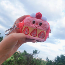 Load image into Gallery viewer, 10PC Anime Plush Kawaii Bag Keychain Cute Pink Strawberry Cake Coin Purse Wallet Gigt for Girls Kids bags Pendants Wholesale