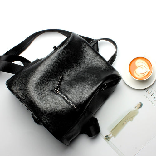 Top qualityFashion Designer Cow Genuine Leather Women Backpack Drawstring School Bags For Teenagers Girls Female Travel BackPack