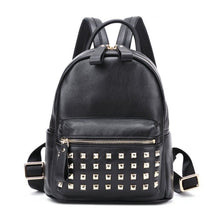 Load image into Gallery viewer, 099 Classic Cow Leather Mini Rivet  Backpack Women Outdoor Casual School Bag