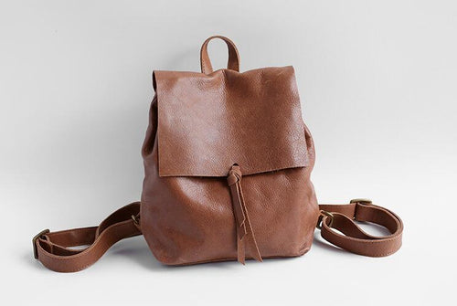 Cow skin handmade women large soft backpack school bag