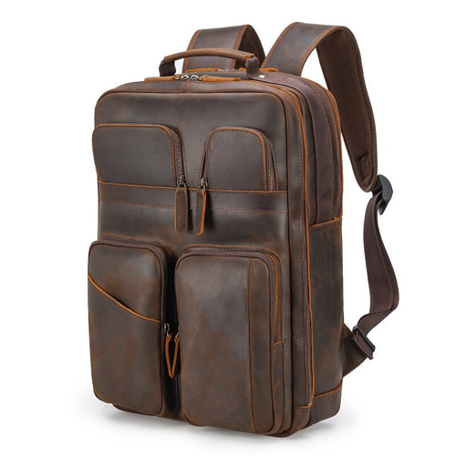 Luufan Genuine Leather Backpack Men's Large Travel Backpack Laptop Bags Men Black Bagpack Boy Big Capacity School Bag