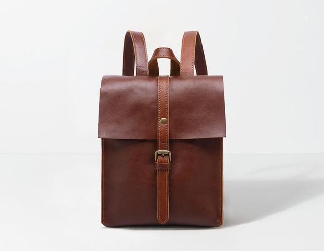 Genuine leather calf skin unisex backpack vintage soft school bag