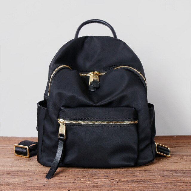 2020 new in nylon leather small zipper backpack waterproof solid casual school bags high quality