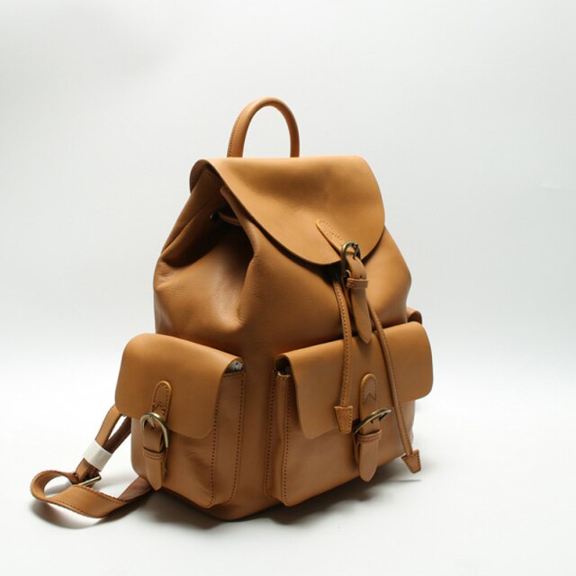 2021 New Shoulder Bag Head Layer Vegetable Tanned Cowhide Large-capacity College Style Female School Bag Casual Retro Backpack