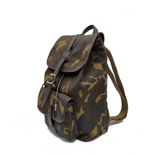 Casual Backpack New Retro Double Shoulder Student School Bag Camouflage Oil Wax Waterproof Canvas