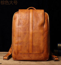 Load image into Gallery viewer, Vintage Genuine Leather Backpacks Simple Male Preppy Style High Quality Casual Travel Laptop Bags Large Youths School Bags D630