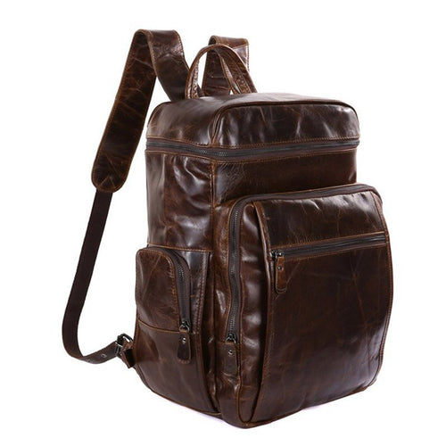 Large Men Backpack Male Genuine Leather School Backpack Leisure Travel Laptop Bag Large Capacity Shoulder Bag