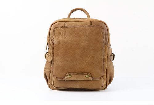 Vintage genuine cow leather small soft backpack women handmade school bag
